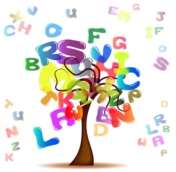 Árvore com letras coloridas — Vetor de Stock