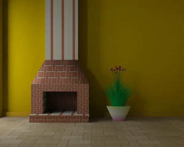 A l'intérieur de la maison avec cheminée — Photo