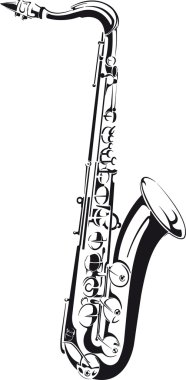 Line drawing of a saxophone, isolated on background clipart