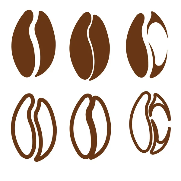 Grains de café isolés sur fond blanc — Image vectorielle