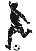 Vector football (soccer) player running silhouette with ball