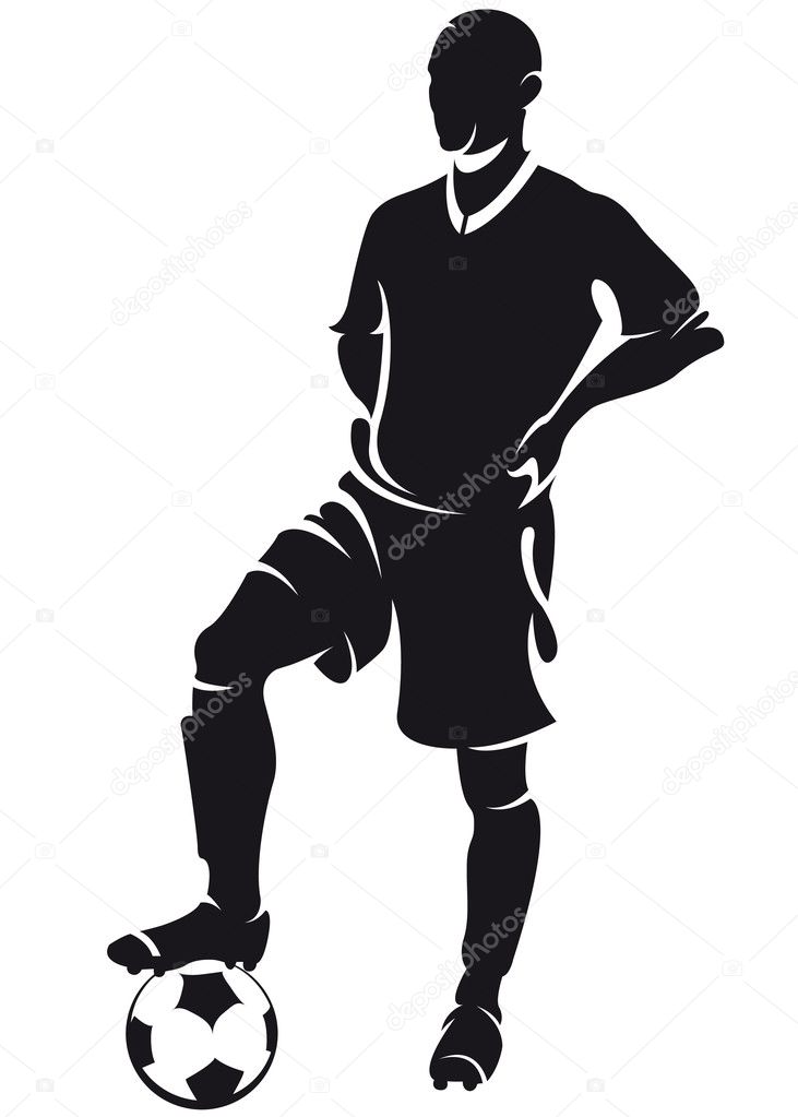Vector football (soccer) player standing, silhouette