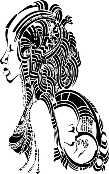 Femme africaine avec bébé — Image vectorielle