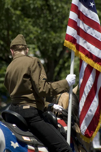 Vrouwelijke horserider in 4e van juli parade in washington dc. — Stockfoto