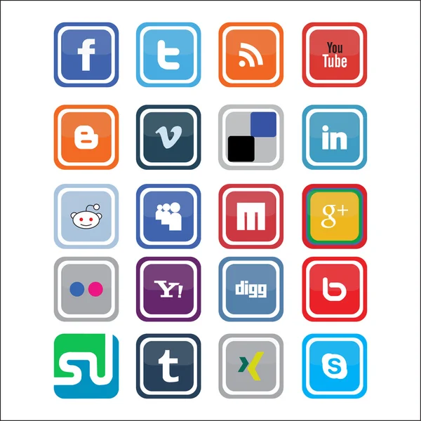 Sosyal Medya Icons 3 vektör — Stok Vektör