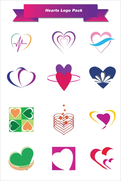 Corações Logo Pack — Vetor de Stock