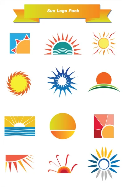 太陽ロゴ パック — ストックベクタ