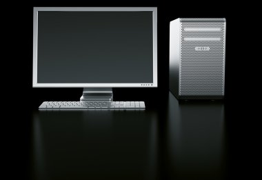 Stylish computer on black background clipart