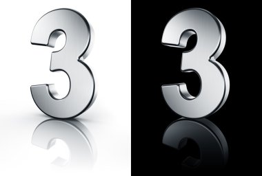 The number 3 on white and black floor clipart