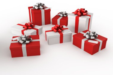 Kırmızı ve beyaz giftboxes