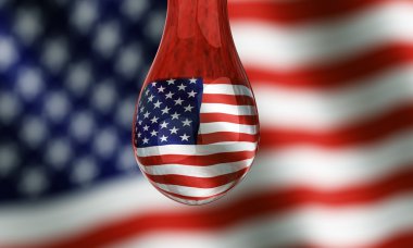 American flag seen trough water droplet clipart