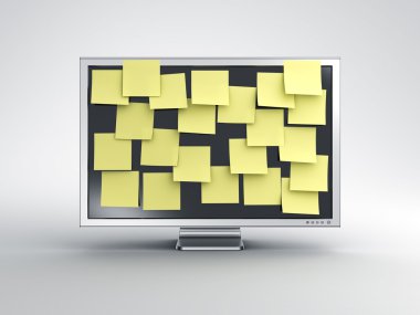 Monitor with post it notes clipart