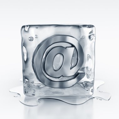 Icecube with email symbol inside clipart