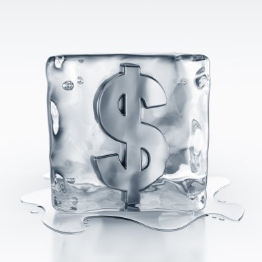 Icecube with dollar symbol inside clipart