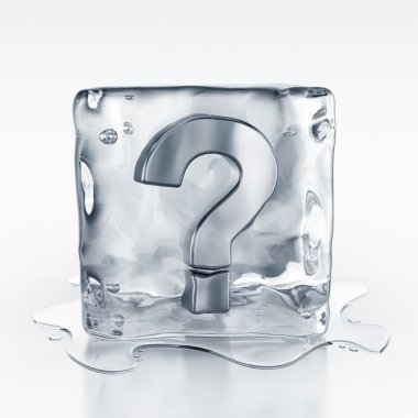 Icecube with question mark symbol inside clipart