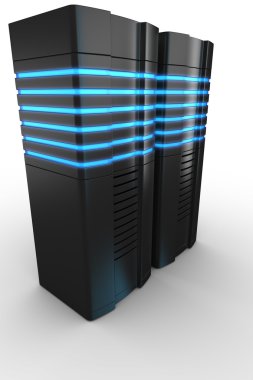 Rack servers on white background clipart