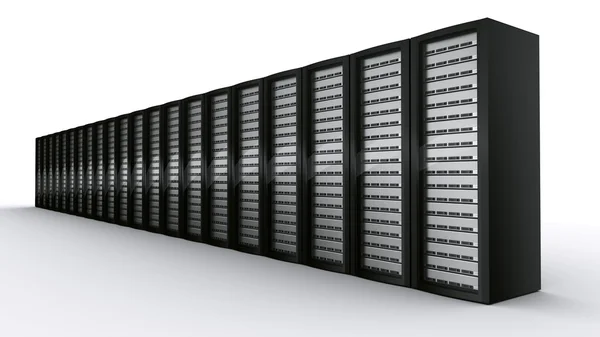 Ряд стеллажных серверов — стоковое фото