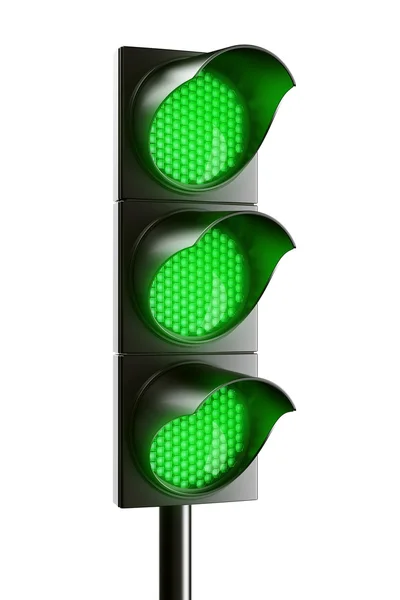 Tüm yeşil trafik ışığı — Stok fotoğraf