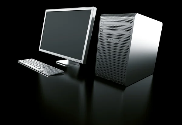黑色背景上的时尚电脑 — 图库照片