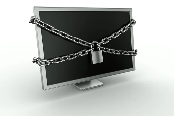 Padlocked monitor — Stockfoto