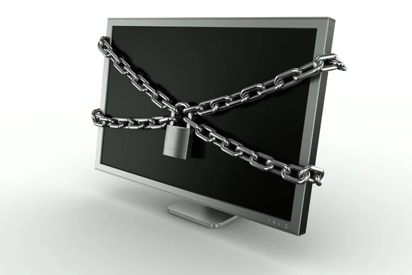 Padlocked monitor — Stockfoto