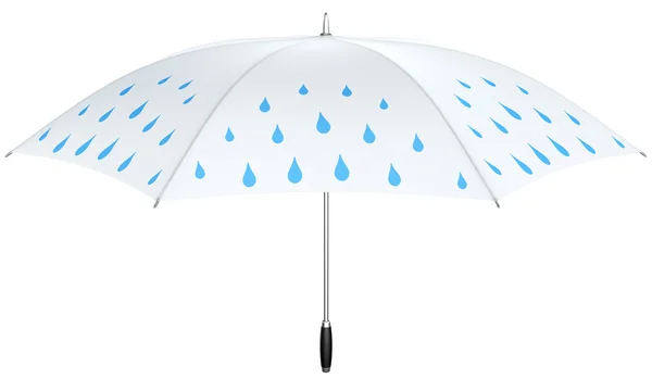 Witte paraplu met blauwe regen druppels — Stockfoto
