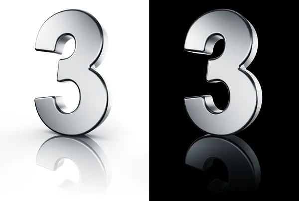 Numer 3 na piętrze biały i czarny — Zdjęcie stockowe