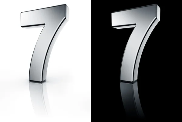 Het nummer 7 op witte en zwarte verdieping — Stockfoto