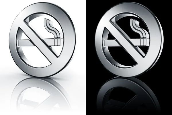 Cartel de no fumar en el suelo blanco y negro —  Fotos de Stock