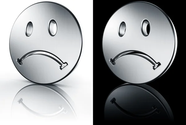 Trauriges Smiley-Gesicht auf weißem und schwarzem Boden — Stockfoto