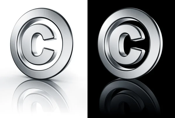 Znak praw autorskich na podłodze białe i czarne — Zdjęcie stockowe