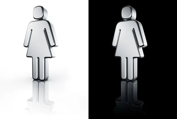Vrouwelijke teken op witte en zwarte verdieping — Stockfoto