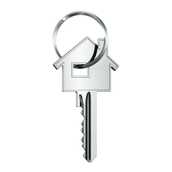 Hus nyckel i nyckelring — Stockfoto