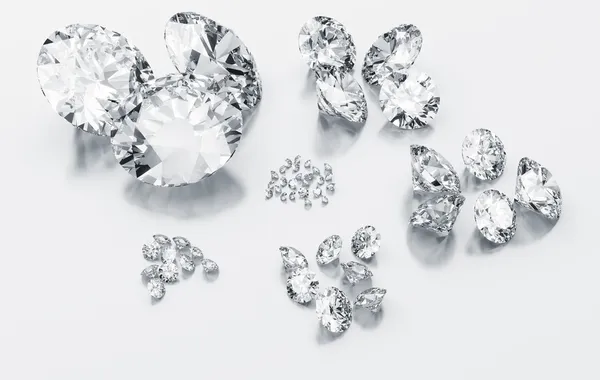 Diamantes classificados de acordo com o tamanho — Fotografia de Stock