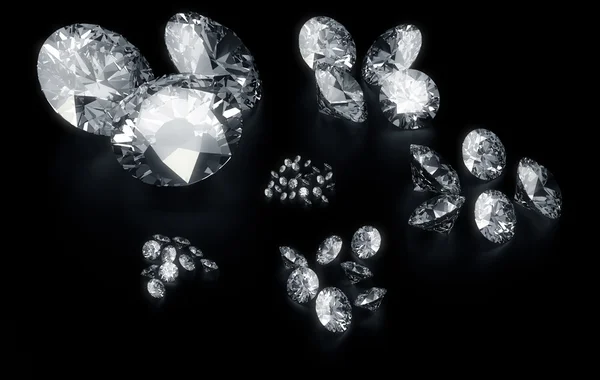 Diamanten nach Größe sortiert — Stockfoto