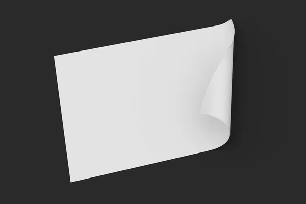 Sayfa curl koyu arka plan üzerinde boş kağıt — Stok fotoğraf