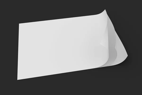 Blankt papper med sidvändning på mörk bakgrund — Stockfoto