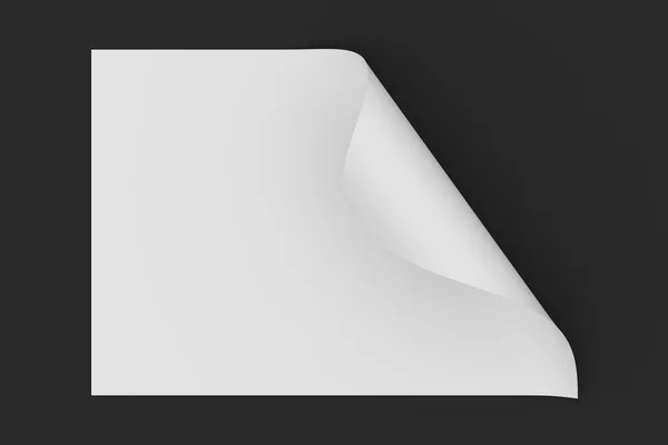 Carta bianca con arricciatura pagina su sfondo scuro — Foto Stock