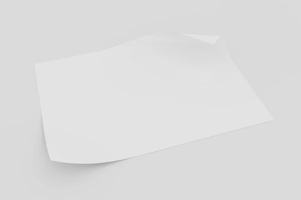 Пустая бумага с завитком страницы на белом фоне — стоковое фото