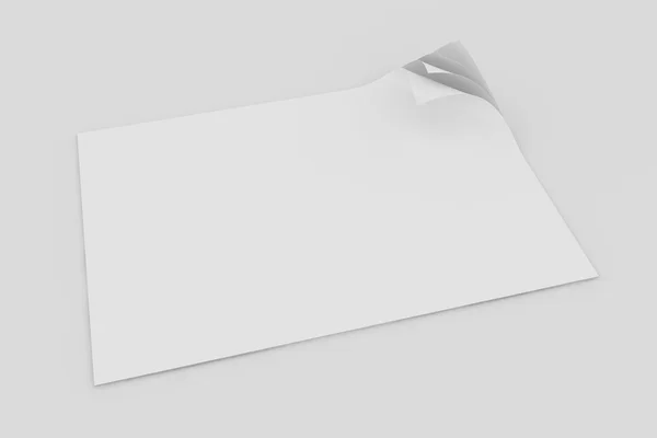 ページカール白い背景の上に空白の紙 — ストック写真