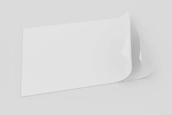 Blanco papier met paginakrul op witte achtergrond — Stockfoto
