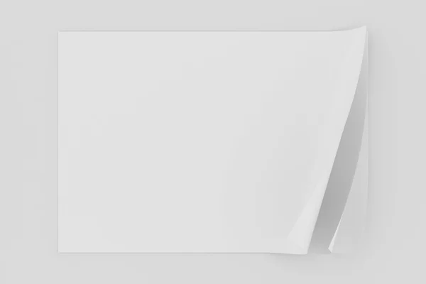Üres papír, az oldal göndör fehér háttér — Stock Fotó