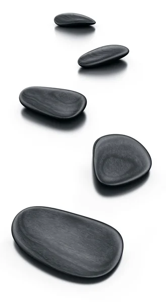 Zwarte stenen op reflecterende vloer — Stockfoto