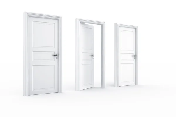 2 porte chiuse 1 porta aperta — Foto Stock