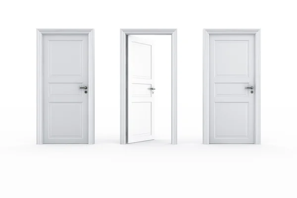 2 closed door 1 open — Stock Photo, Image