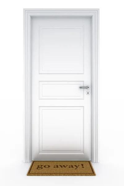 Dveře s rohožka "Jdi pryč" — Stock fotografie
