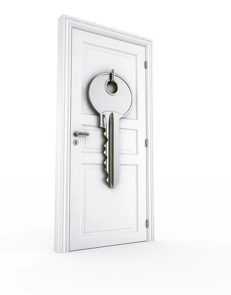 Dörr med jätte nyckel — Stockfoto