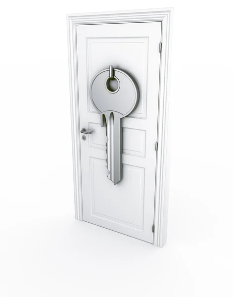 Door with giant key — Stock Photo, Image