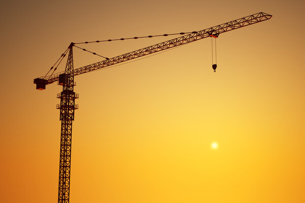 3d rendering of a crane against a yellow sky