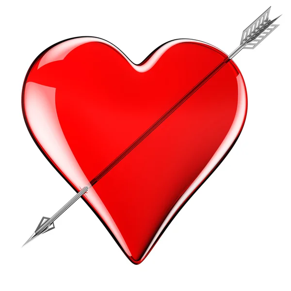 Corazón de cristal con flecha —  Fotos de Stock